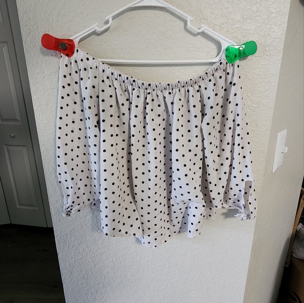Polka dot off the shoulder blouse